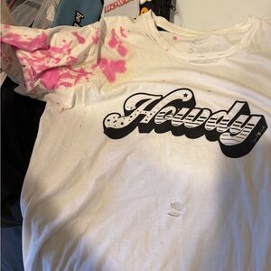 Kids White and Pink 'Howdy' T-Shirt